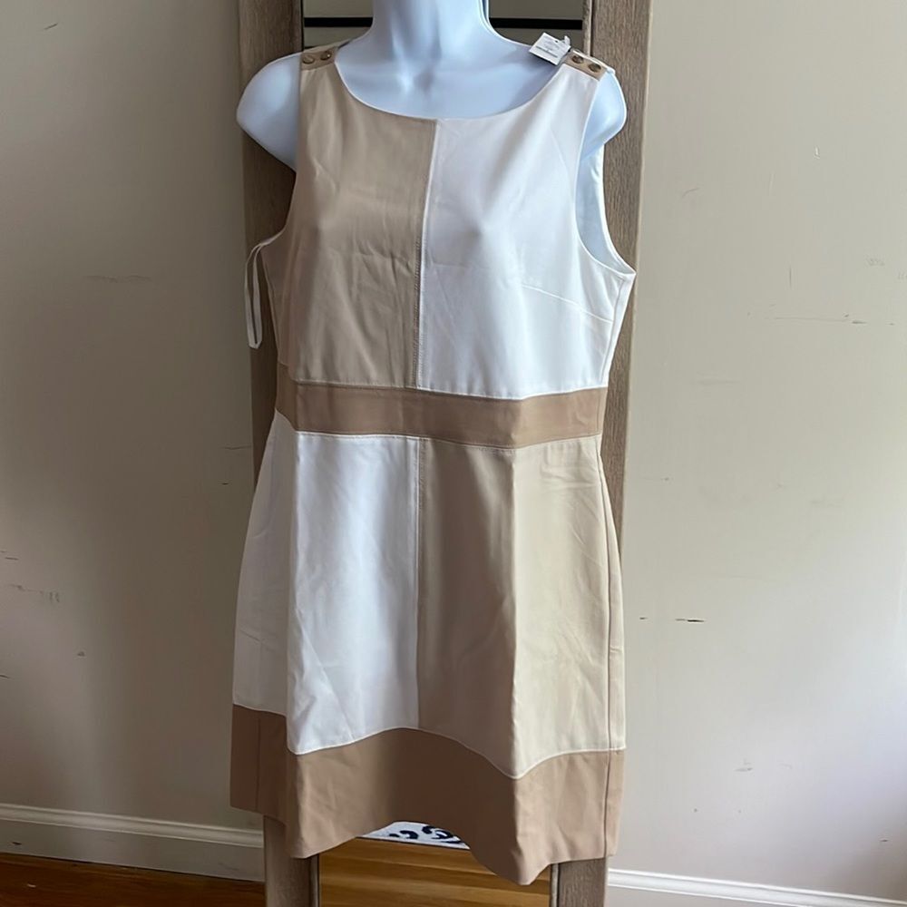 White House Black Market dress in neutral tones